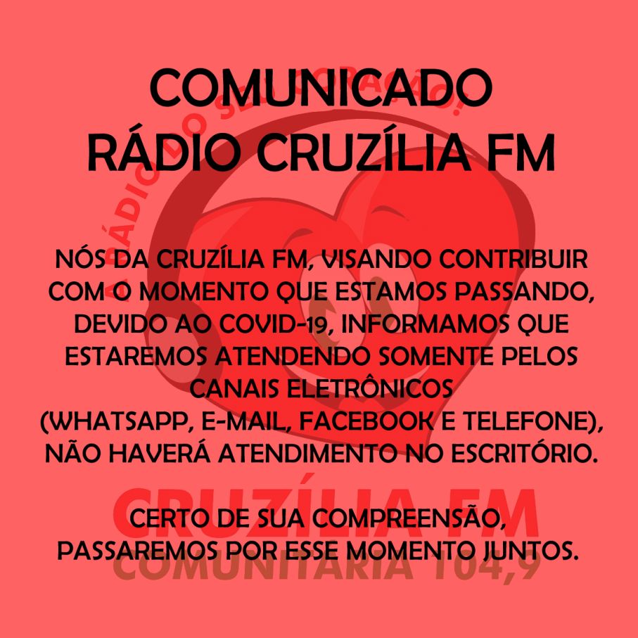 COMUNICADO RÁDIO CRUZÍLIA FM