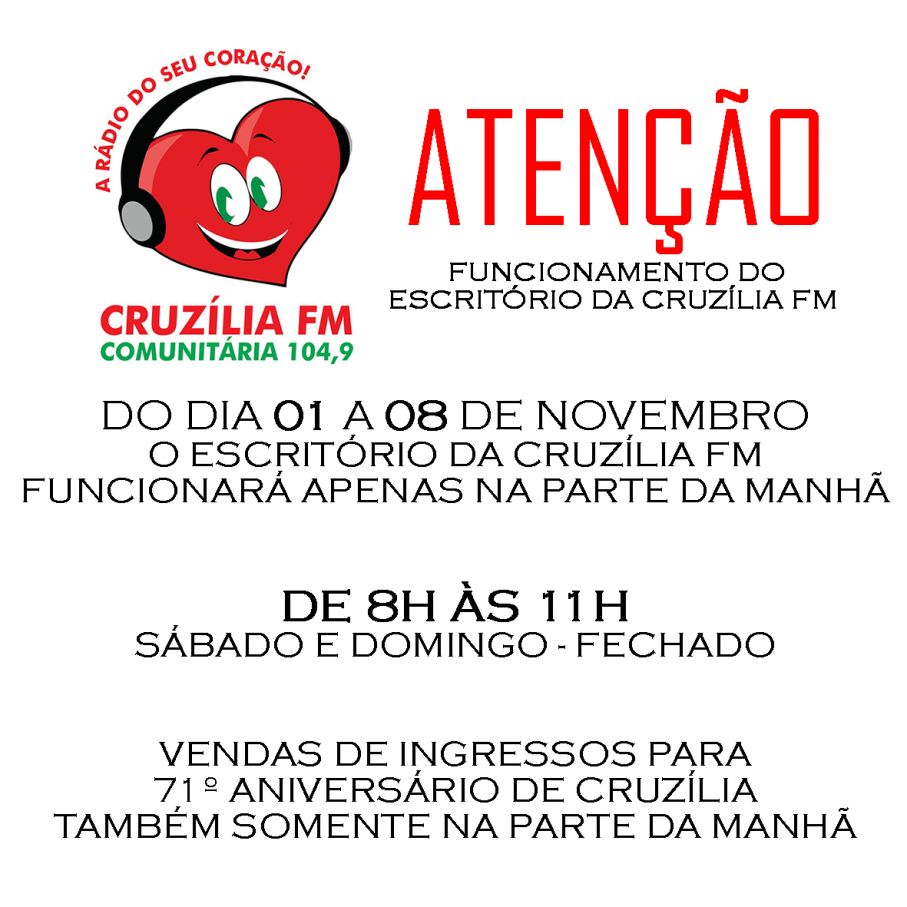 Funcionamento do Escritório da Cruzília FM